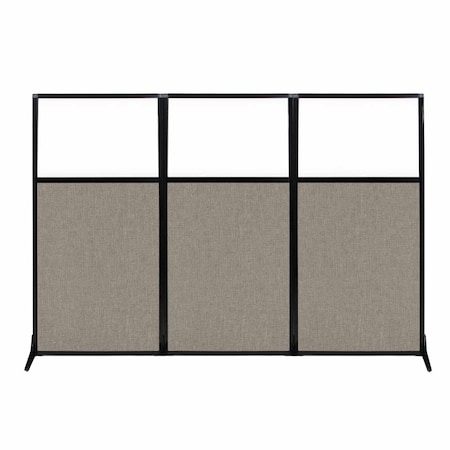 Versare Work Station Screen 99" x 70" Warm Pebble Fabric With Clear Window 1812434